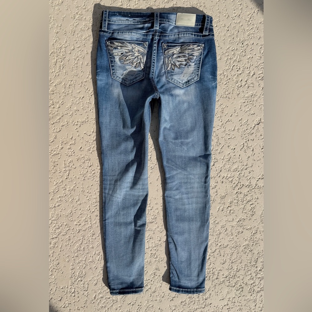 Miss Me Jeans Size 30 Ankle Skinny Rhinestones Angel Wing Sequins Distressed - Picture 4 of 11